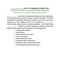 2216-F - Supplier Environmental Sustainability RFP Questions